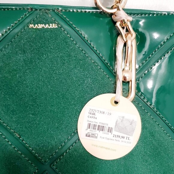 MATMAZEL "SERRA" 3 Compartment, Geometric Pattern Shoulder Bag- Green or Mink - Picture 15 of 17